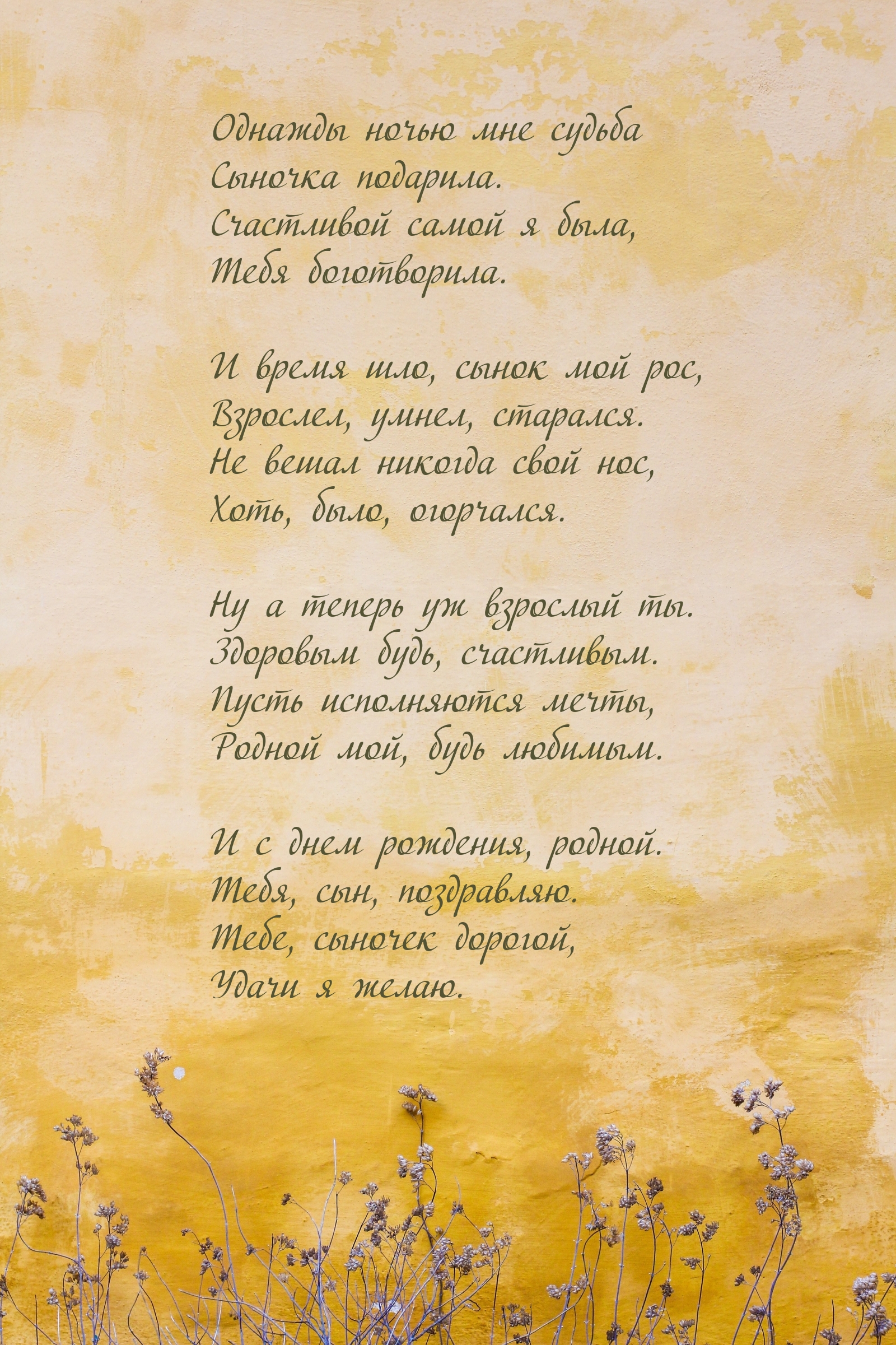 Однажды ночью мне судьба сыночка подарила.