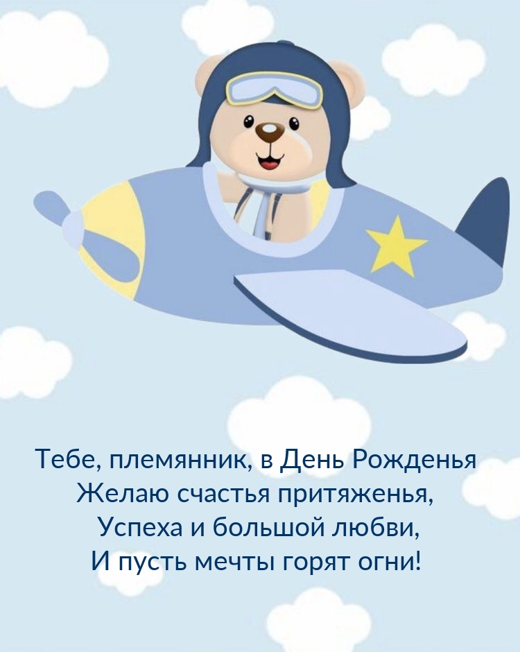 Тебе, племянник, в День Рожденья желаю счастья притяженья
