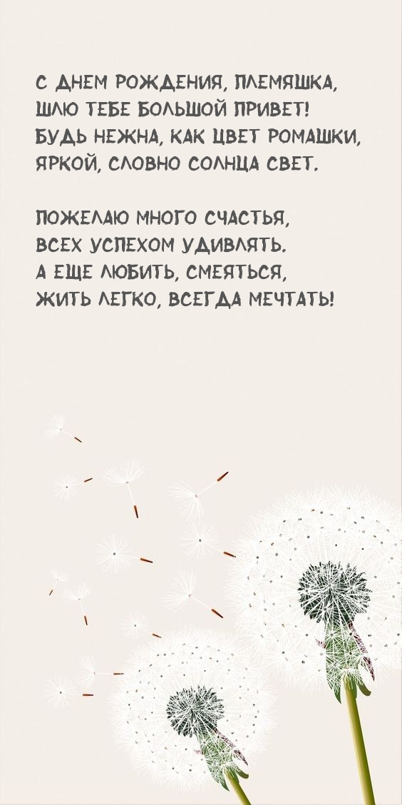 С днем рождения, племяшка, шлю тебе большой привет!