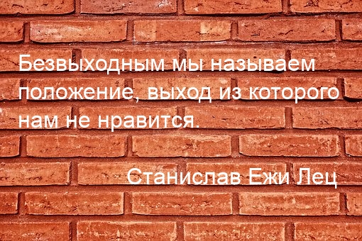 Безвыходным мы называем положение, выход из которого нам не нравится.