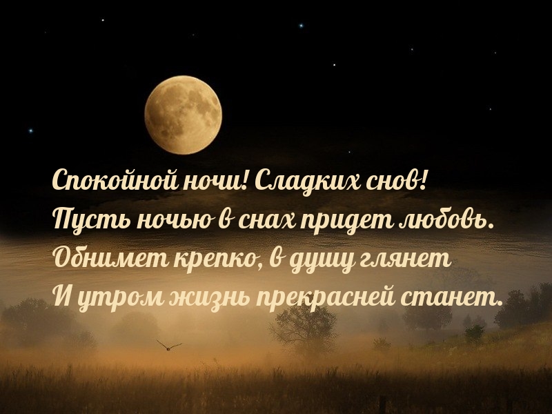 Спокойной ночи! Сладких снов! Пусть ночью в снах придет любовь.