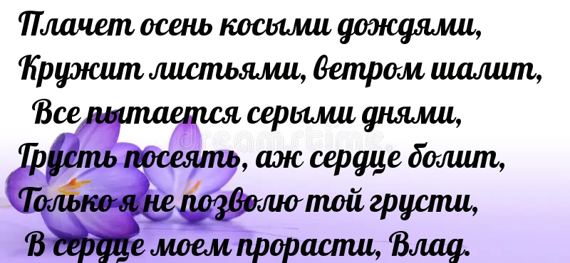 Плачет осень косыми дождями, кружит листьями, ветром шалит