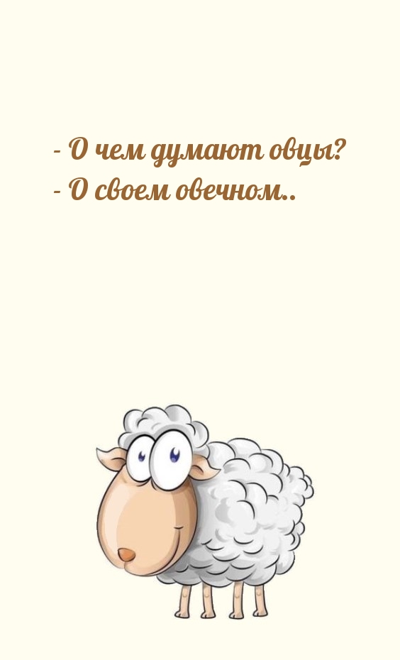 — О чем думают овцы? — О своем овечном..