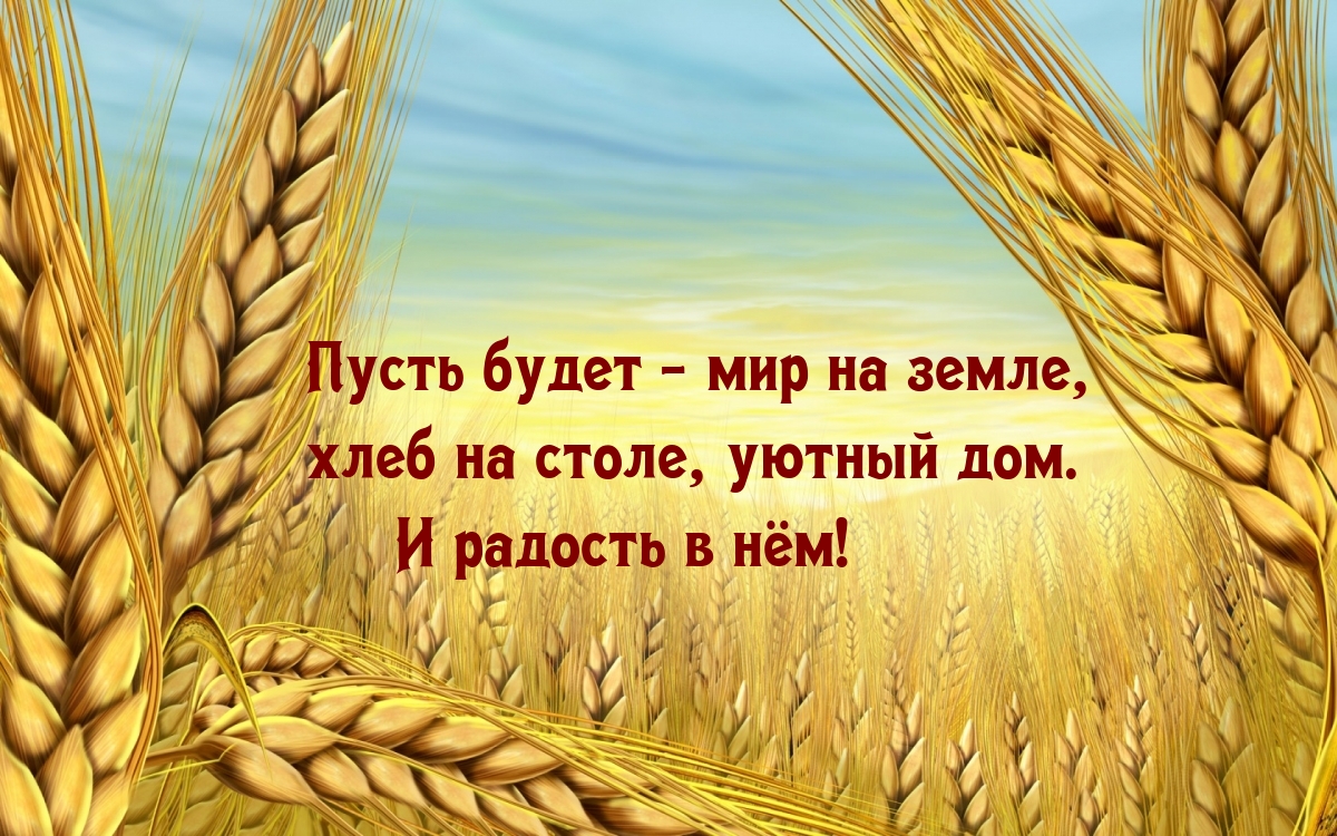 Пусть будет — мир на земле, хлеб на столе, уютный дом.