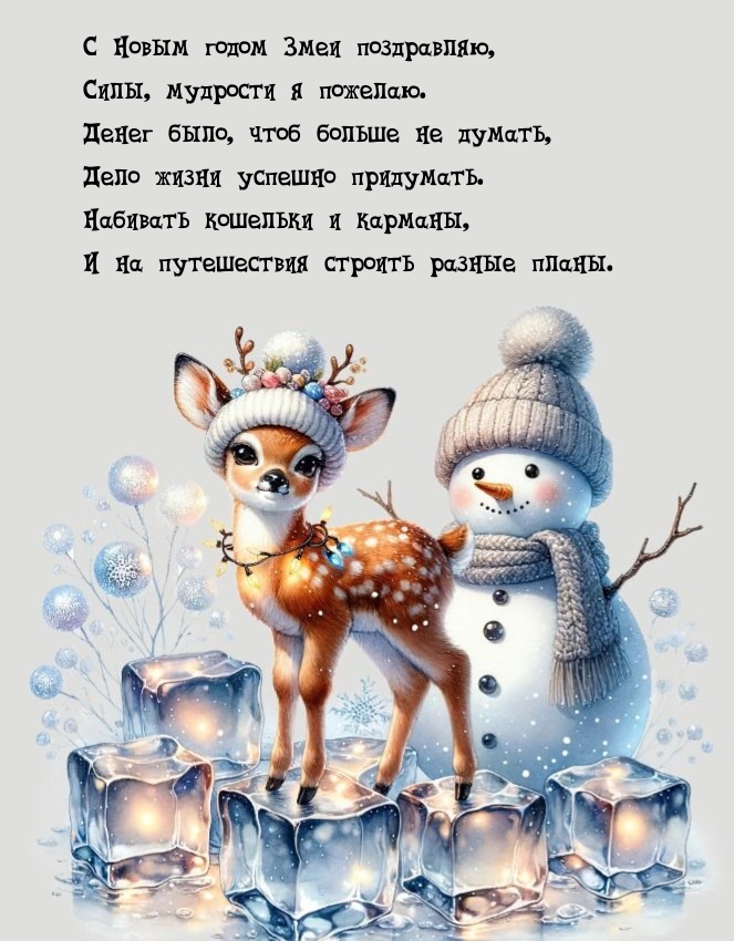 С Новым годом Змеи поздравляю, силы, мудрости я пожелаю.