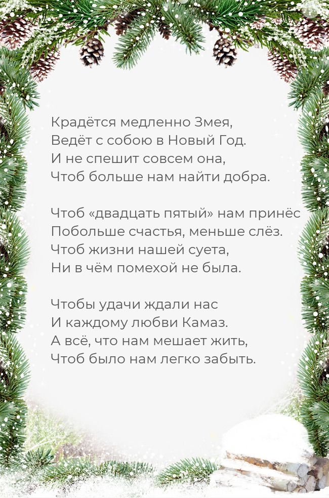 Крадётся медленно Змея, ведёт с собою в Новый Год.